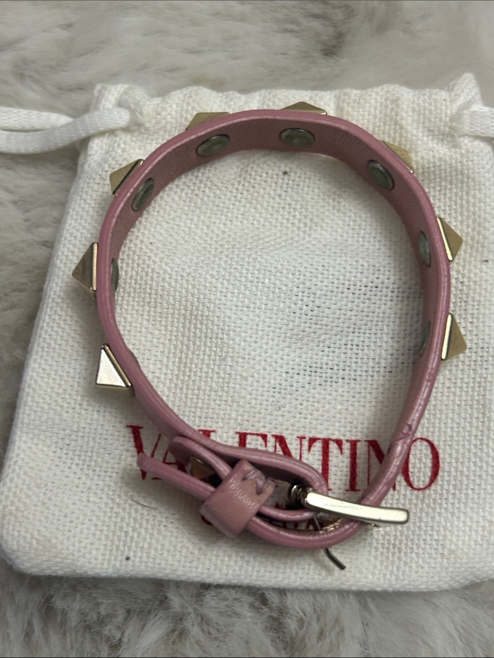 Valentino Garavani pink leather Rockstud bracelet Excellent - Picture 8 of 11